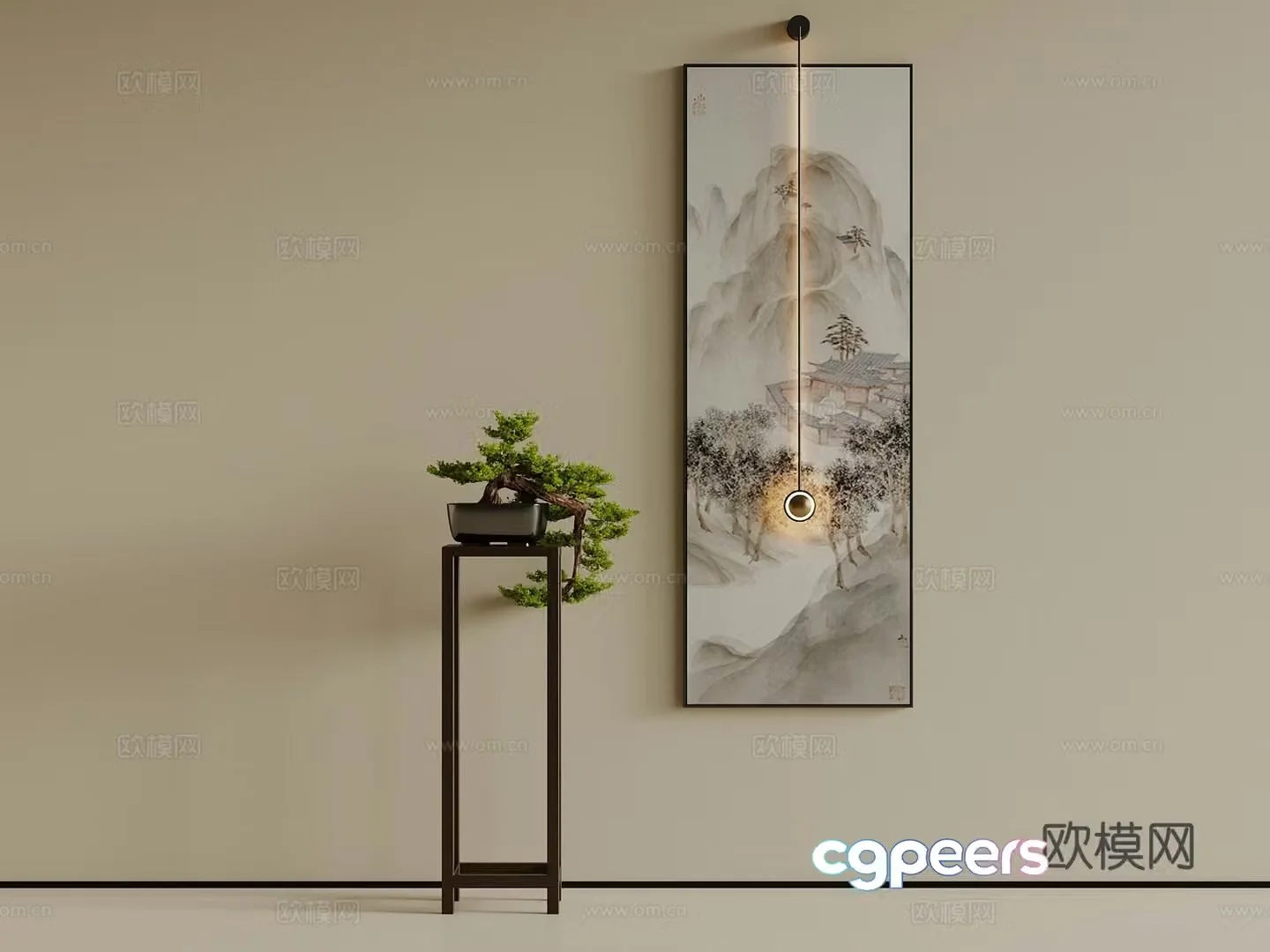 New Chinese style decorative painting decorative painting flower stand 3D model