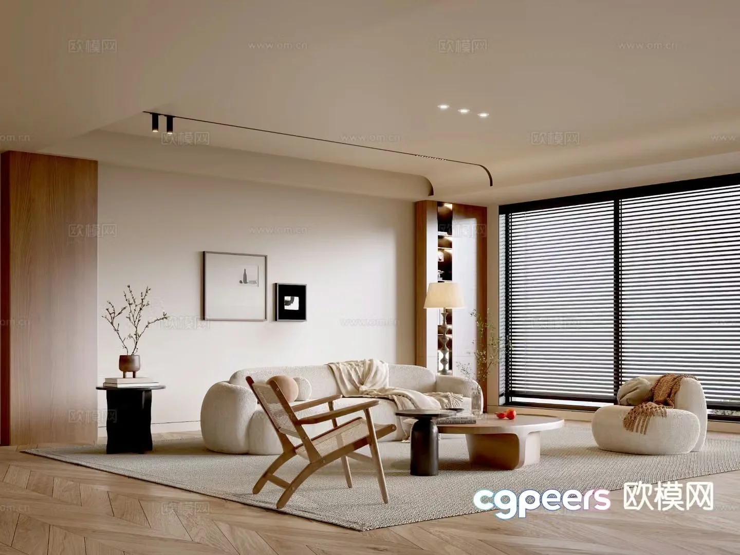 Cream style living room 3d model