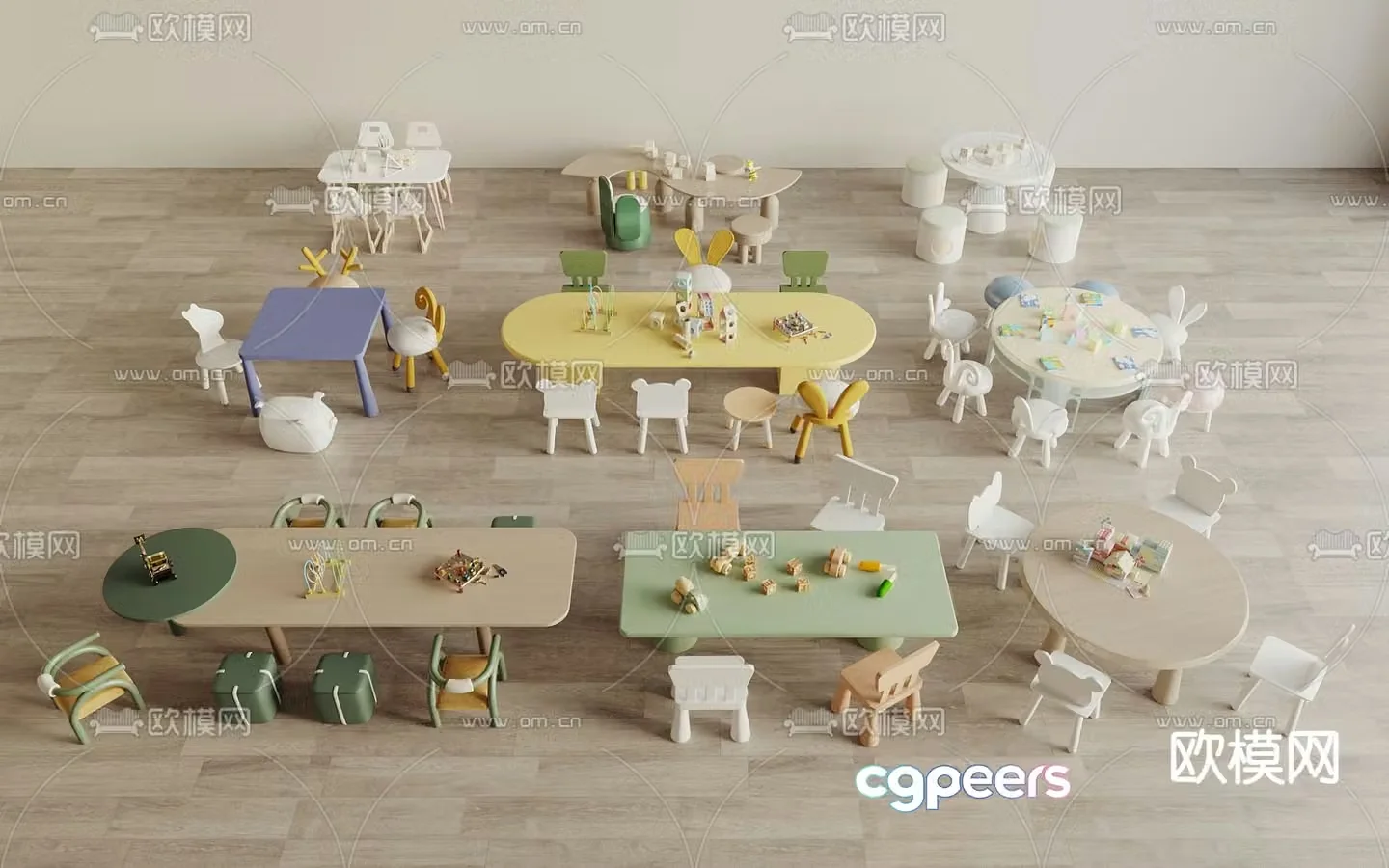 Toy table children’s table and chair 3d model