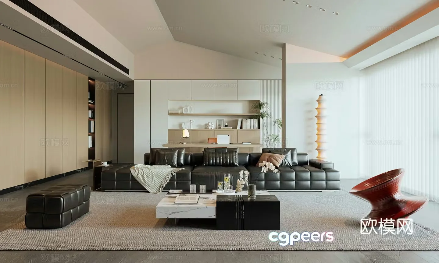 Modern cream style home living room sofa coffee table combination Lawrence sofa light luxury coffee table 3D model