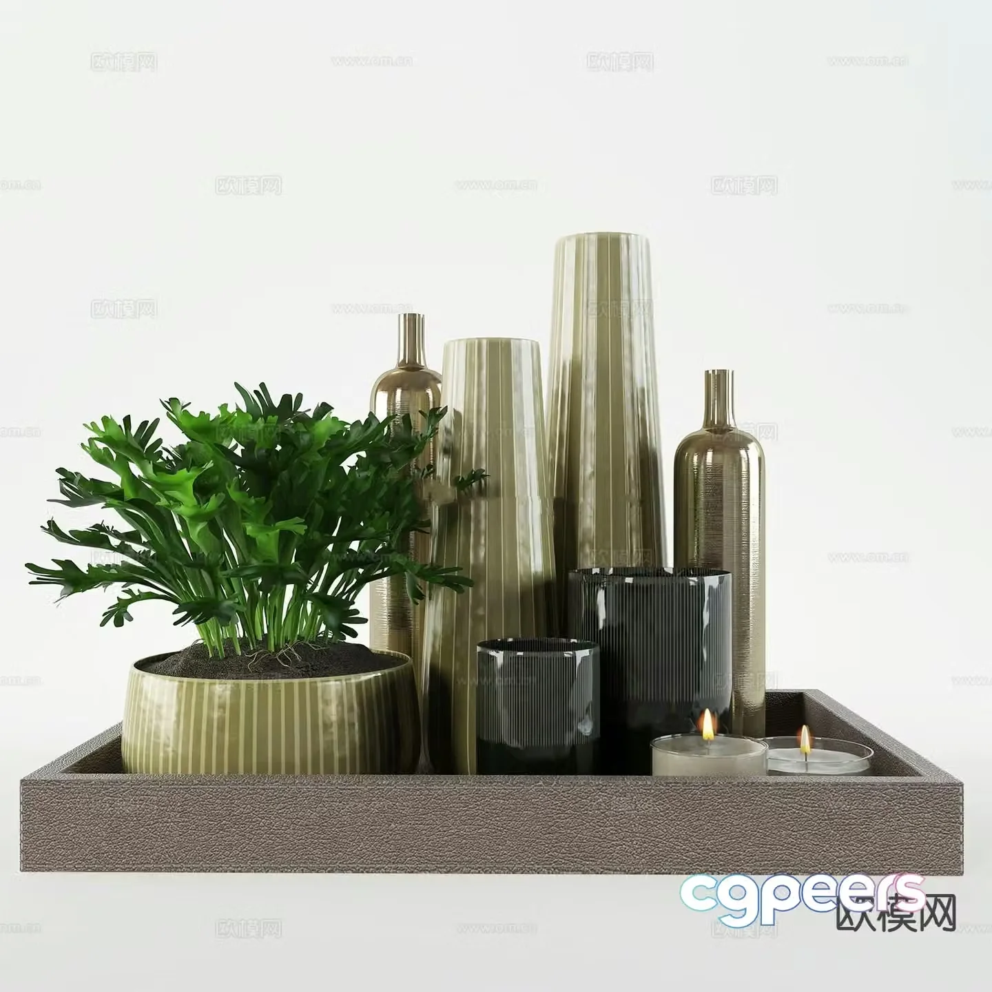 Modern decoration bedding furnishings potted plants ceramic jars 3D model
