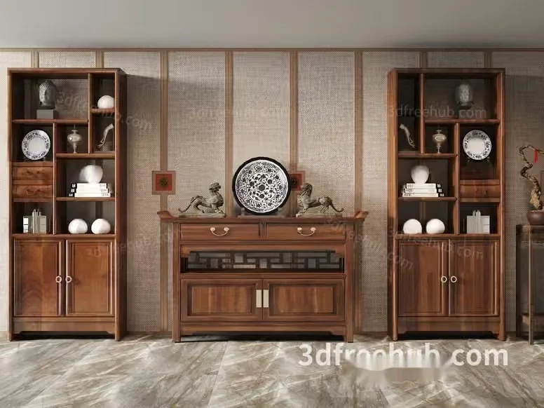 Wooden Furniture Set 3D Model – 19397 – VRAY Render