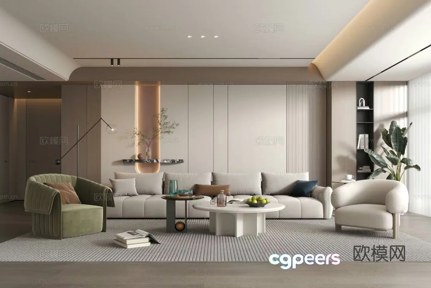 Modern living room sofa and coffee table combination simple living room modern simple living room 3D model
