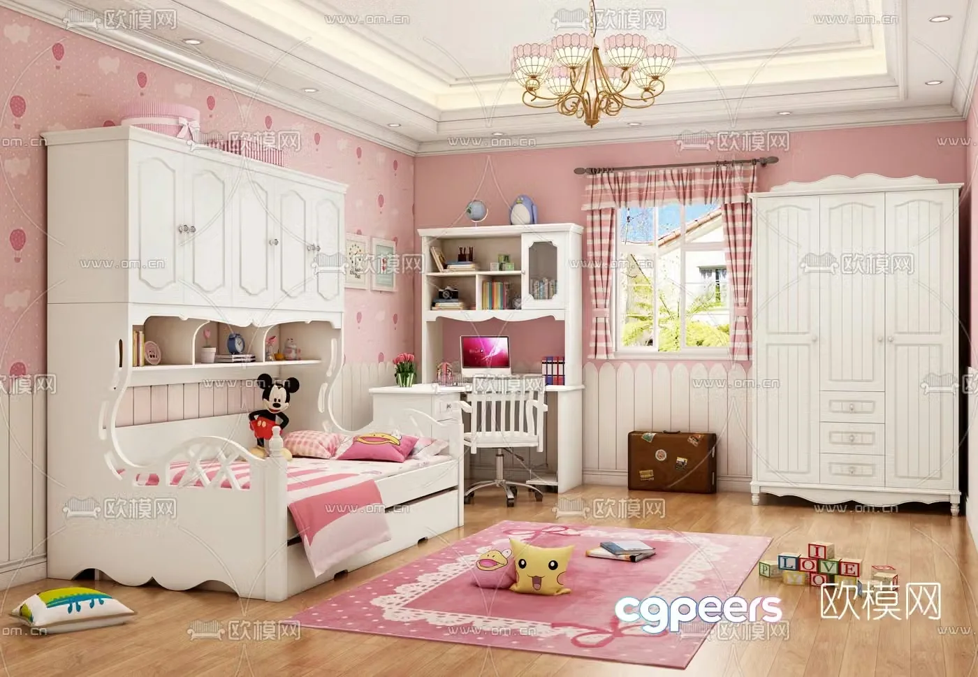 Nordic integrated children’s bed 3d model