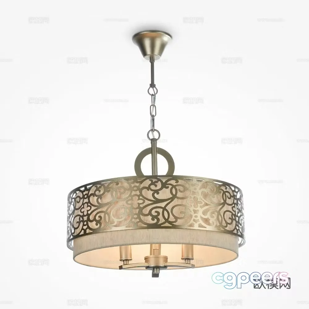 Simple European metal chandelier 3d model