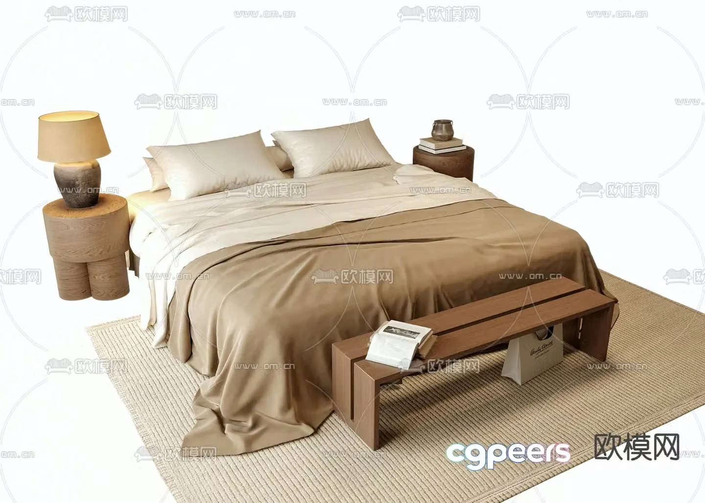 Medieval style double bed 3d model