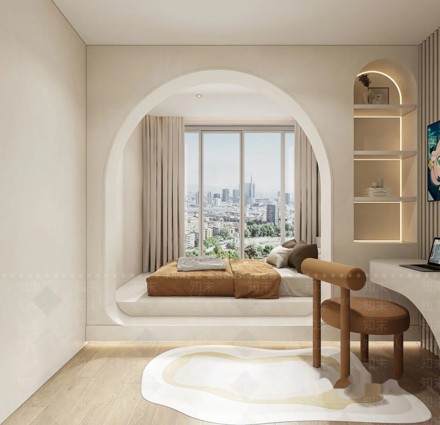 Modern Minimalist Bedroom 3D Model – 2294 – VRAY Render