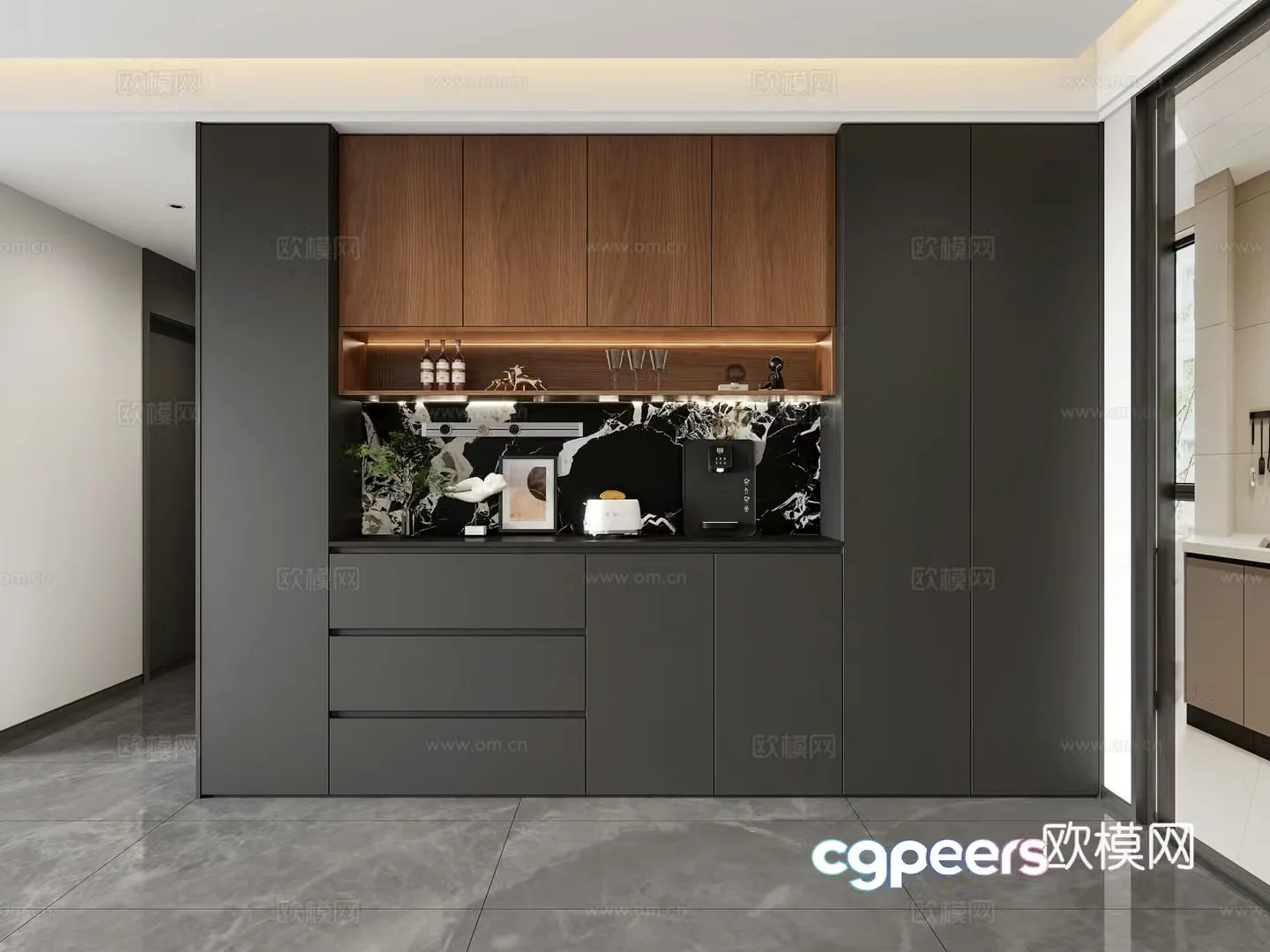 Italian wine cabinet sideboard 3d model