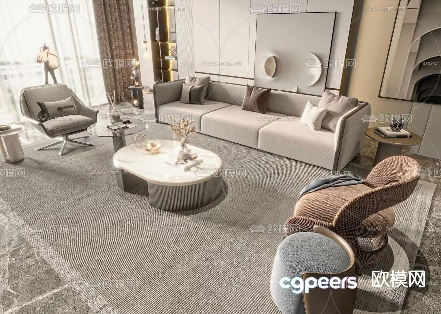 Modern sectional sofa 3d model