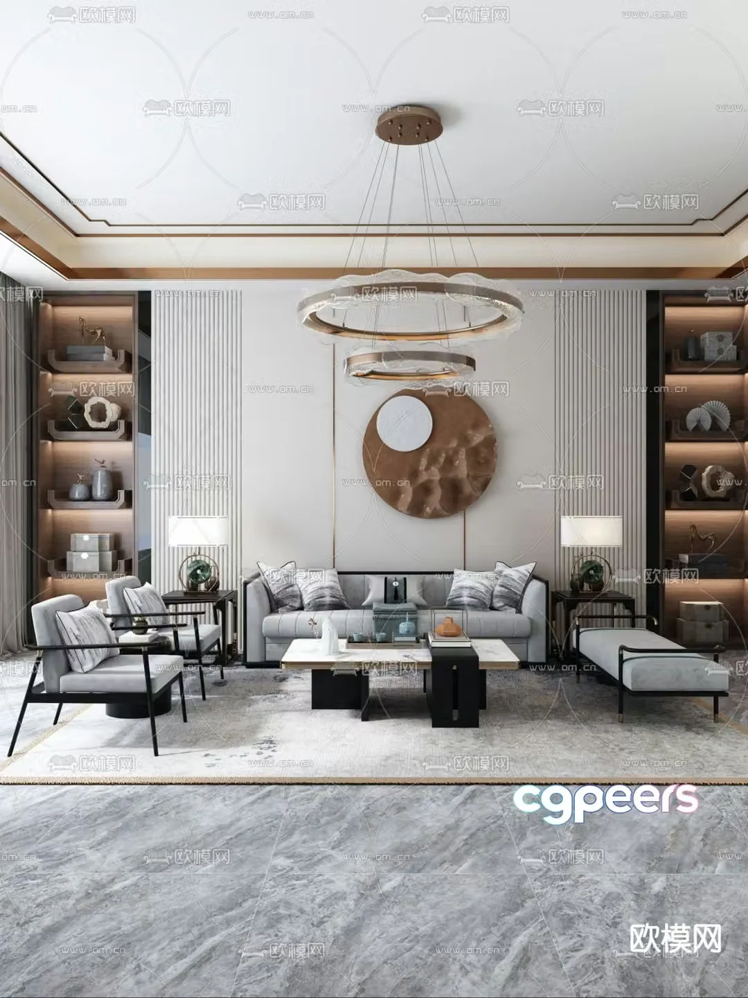 New Chinese style combination sofa 3D model