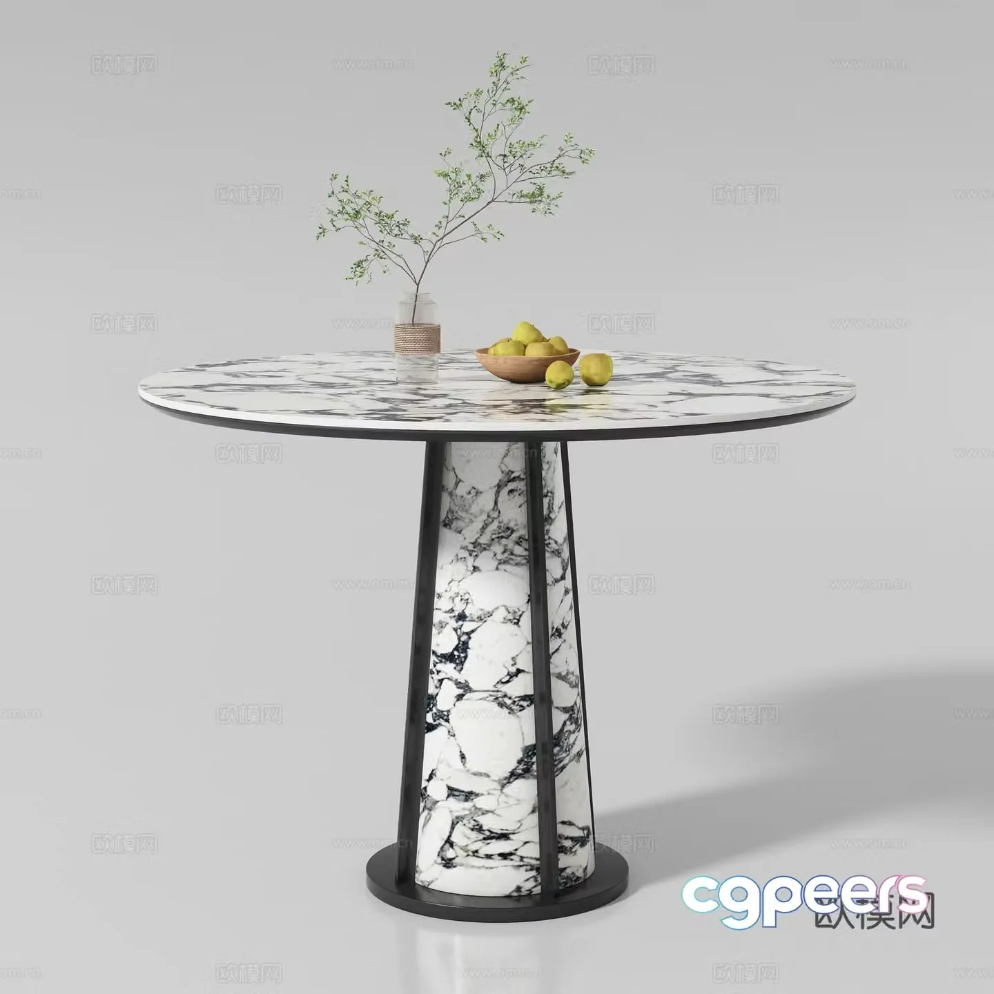 Modern round dining table 3d model