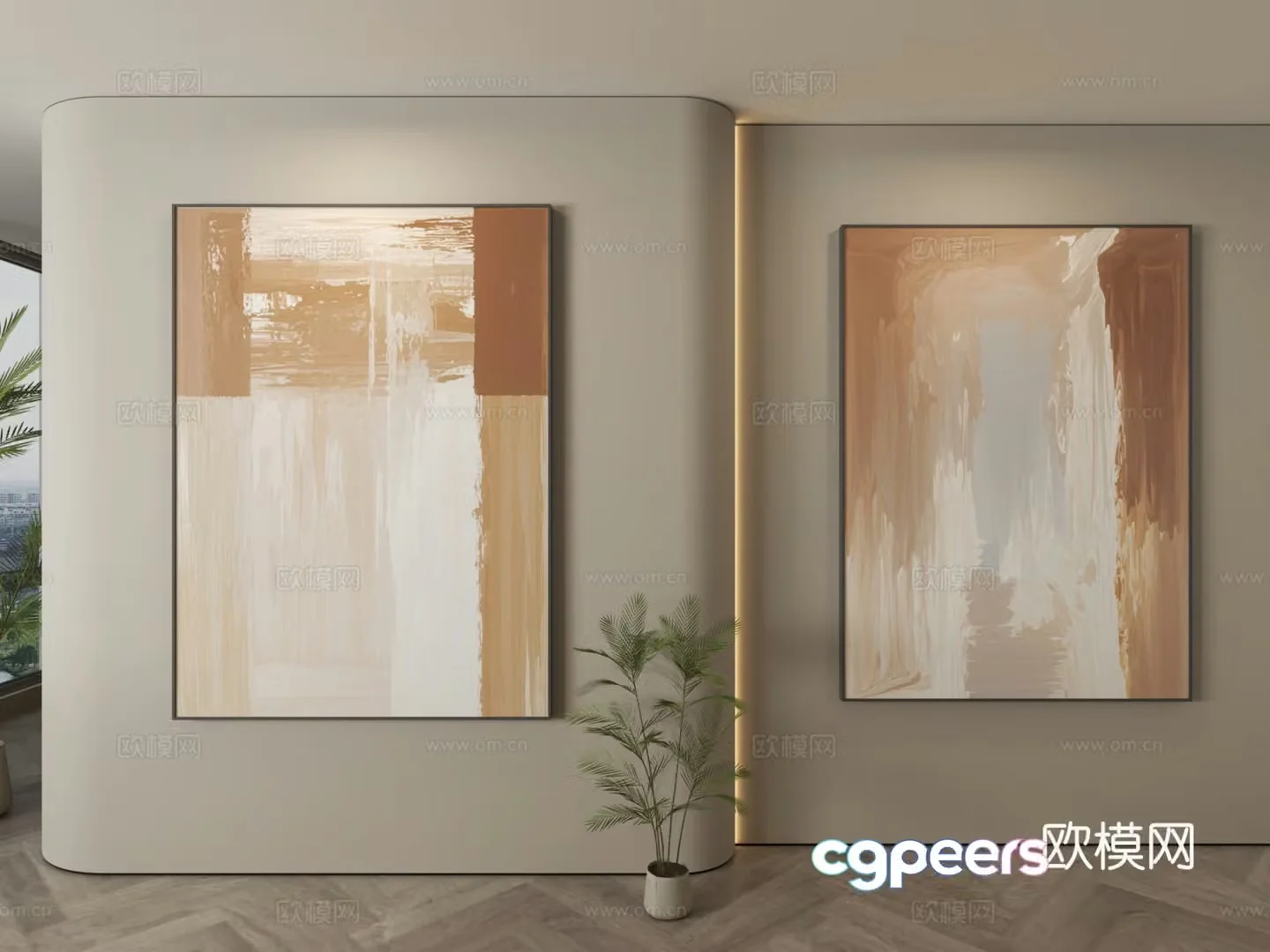 Modern decorative paintings Simple hanging paintings 3D model