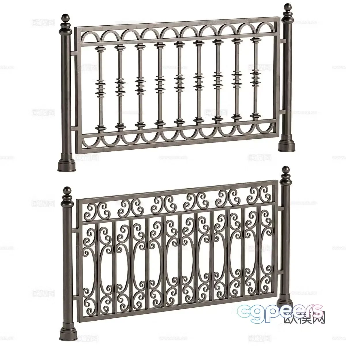 American railing European railings Simple European railings Fence Guardrail Iron railings Metal railings 3D model