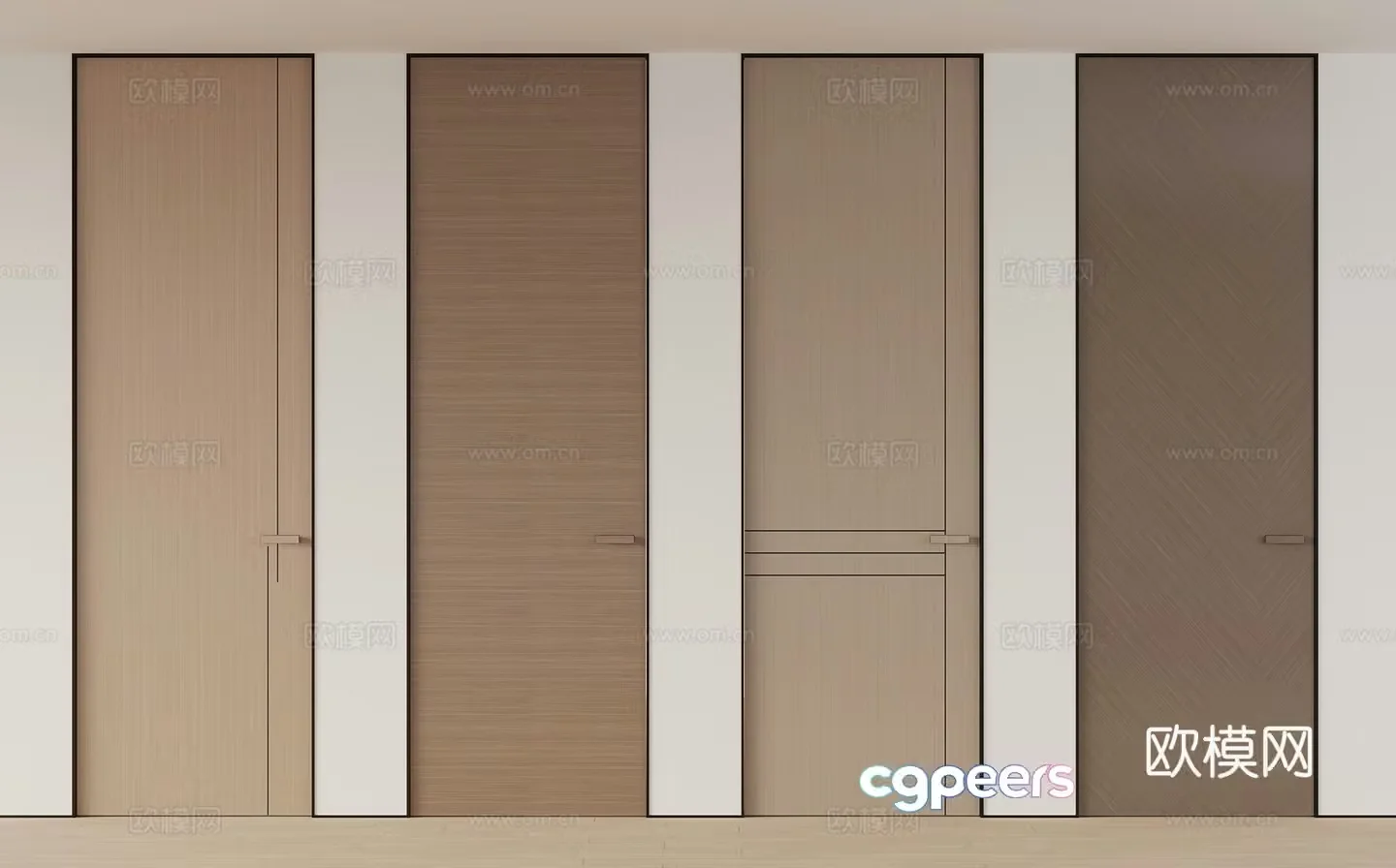 New Chinese style single door room door bedroom door flat door 3d model