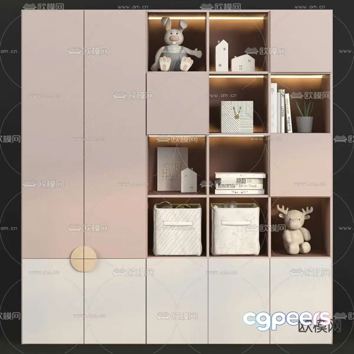 Modern children’s bookcase 3d model