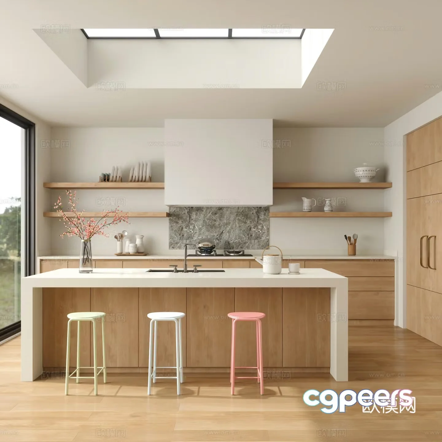 open kitchen cabinet 3d model
