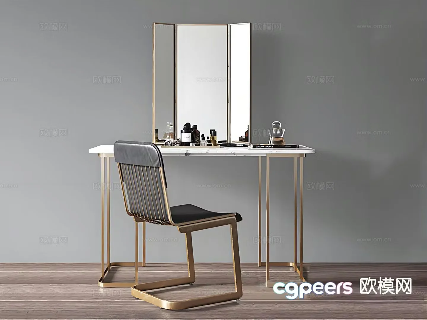 Light luxury dressing table makeup table 3d model