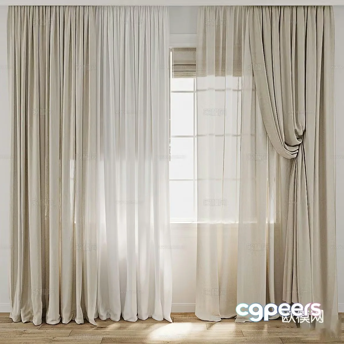 New Chinese style fabric curtain 3D model