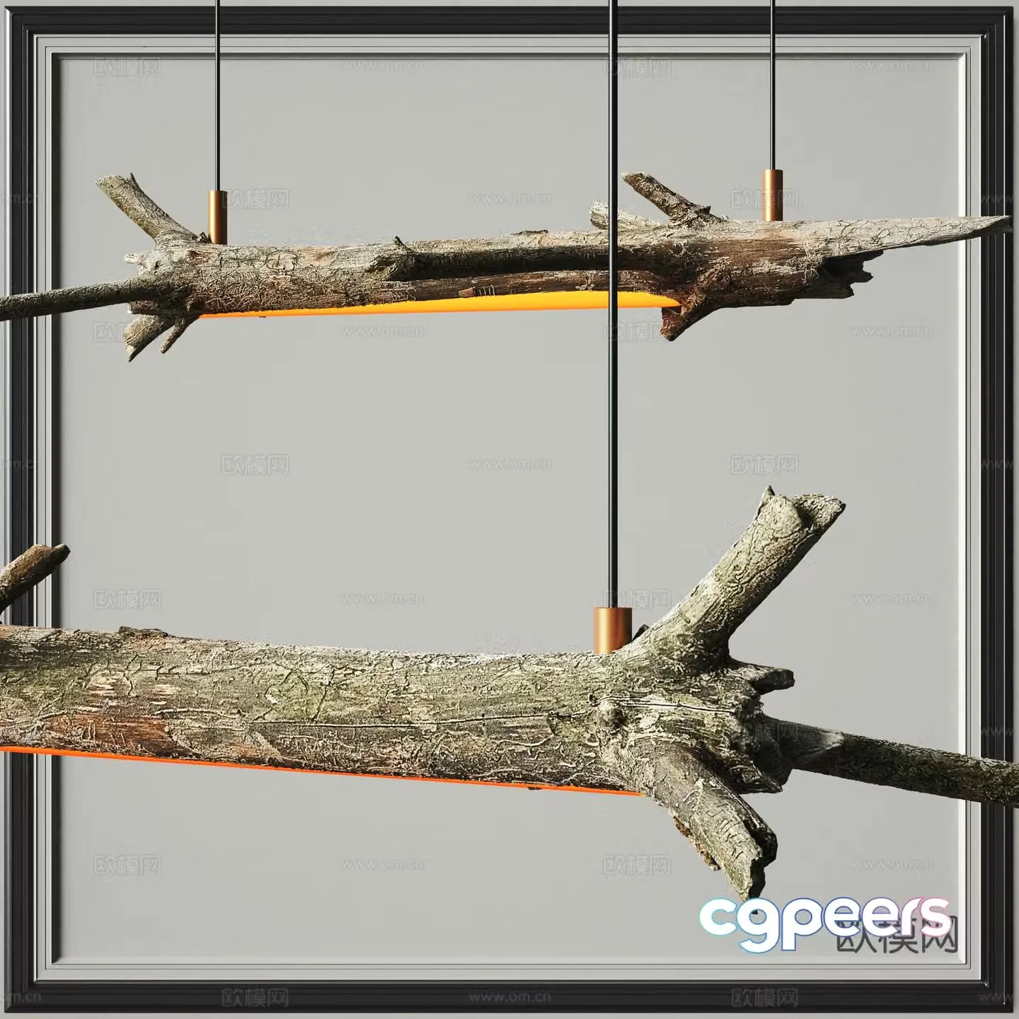 Wabi-sabi dead tree chandelier 3d model