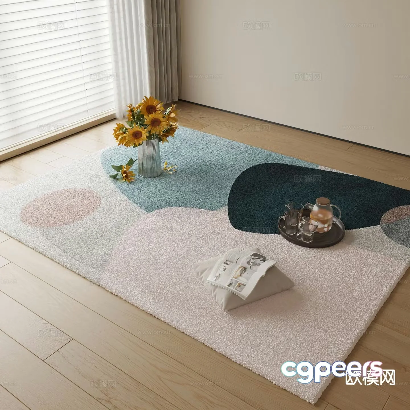 Modern carpet square rug 3d model