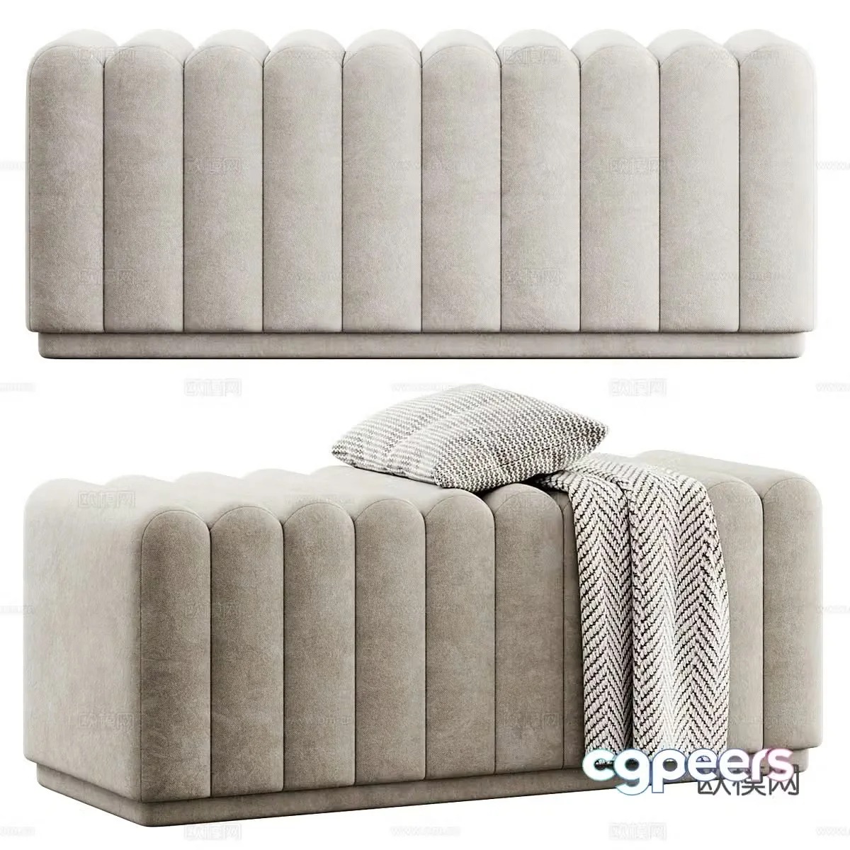 Modern Cream Eichholtz Bente Sofa Stool 3D Model