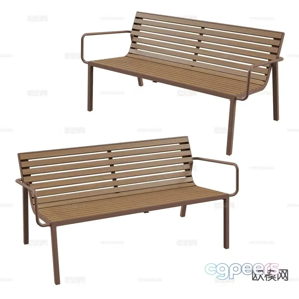 MmcitÃ© public chair bench park chair 3d model