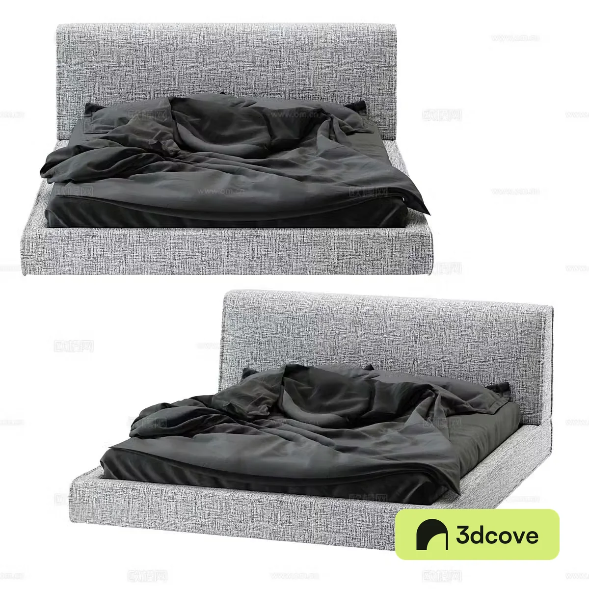 Modern simple double bed Simple bed Bedroom bed Pillow Gray bed