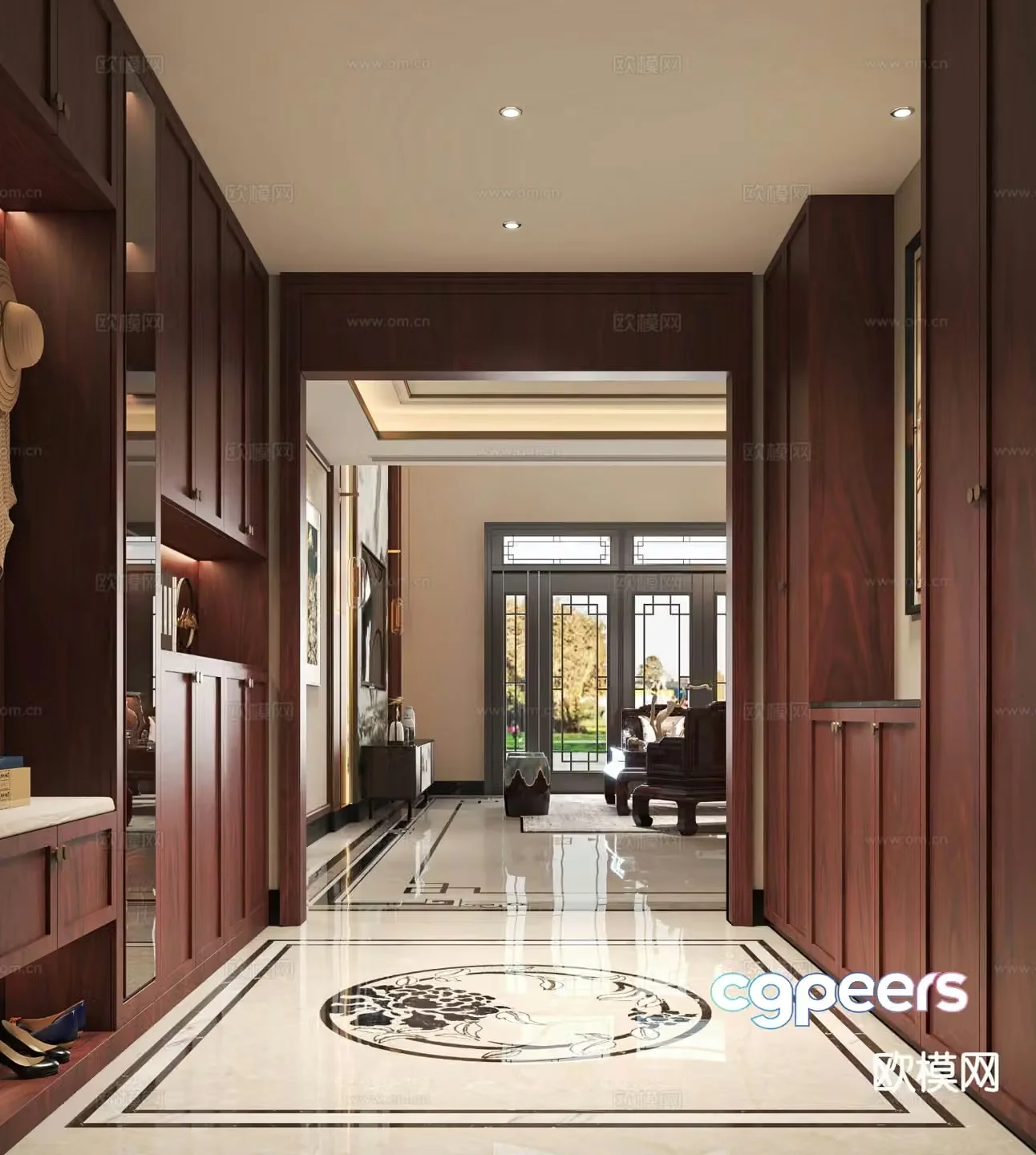 New Chinese style entrance hall entrance hall aisle 3D model