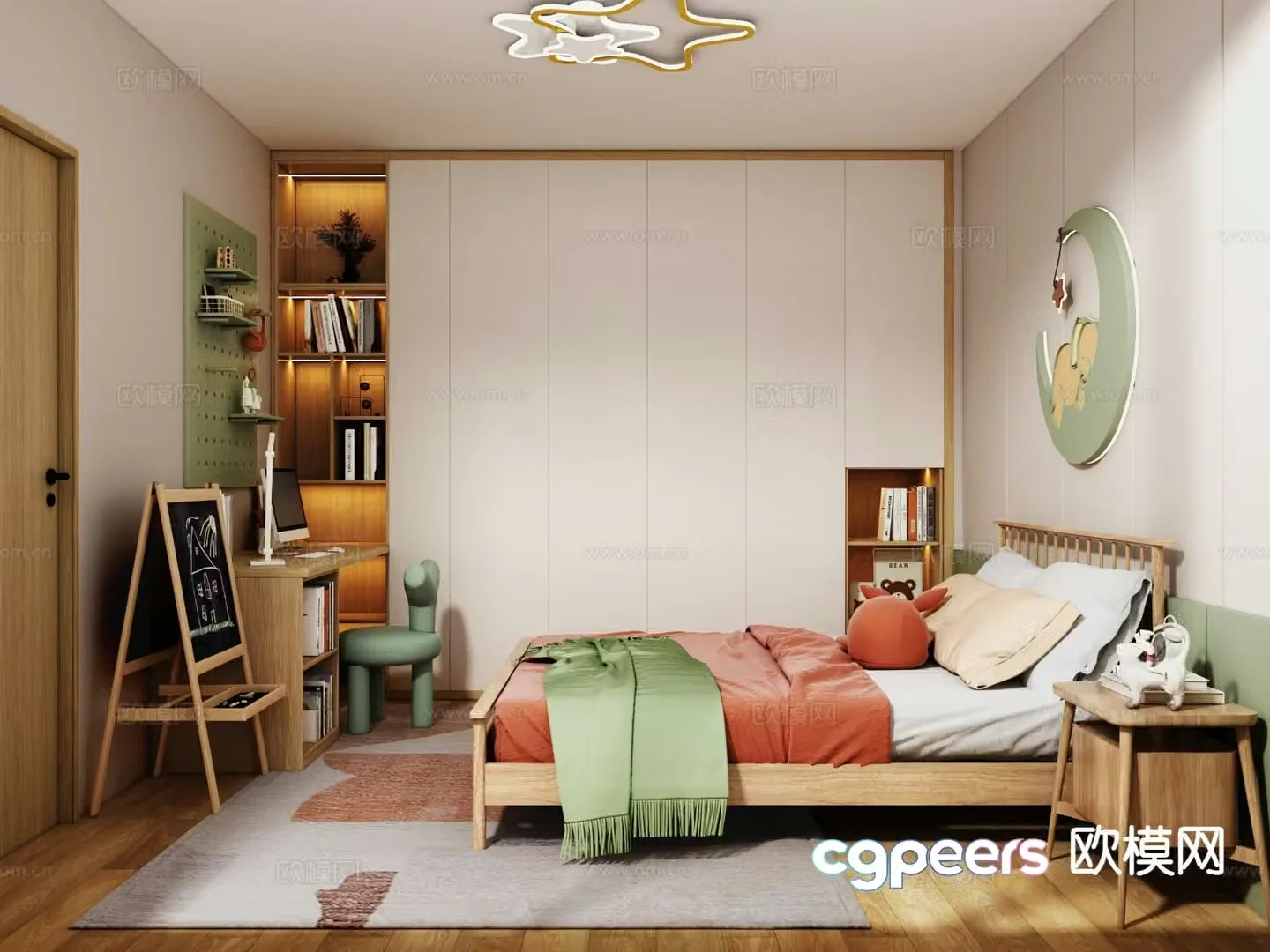 Log style children’s room girl’s room 3D model