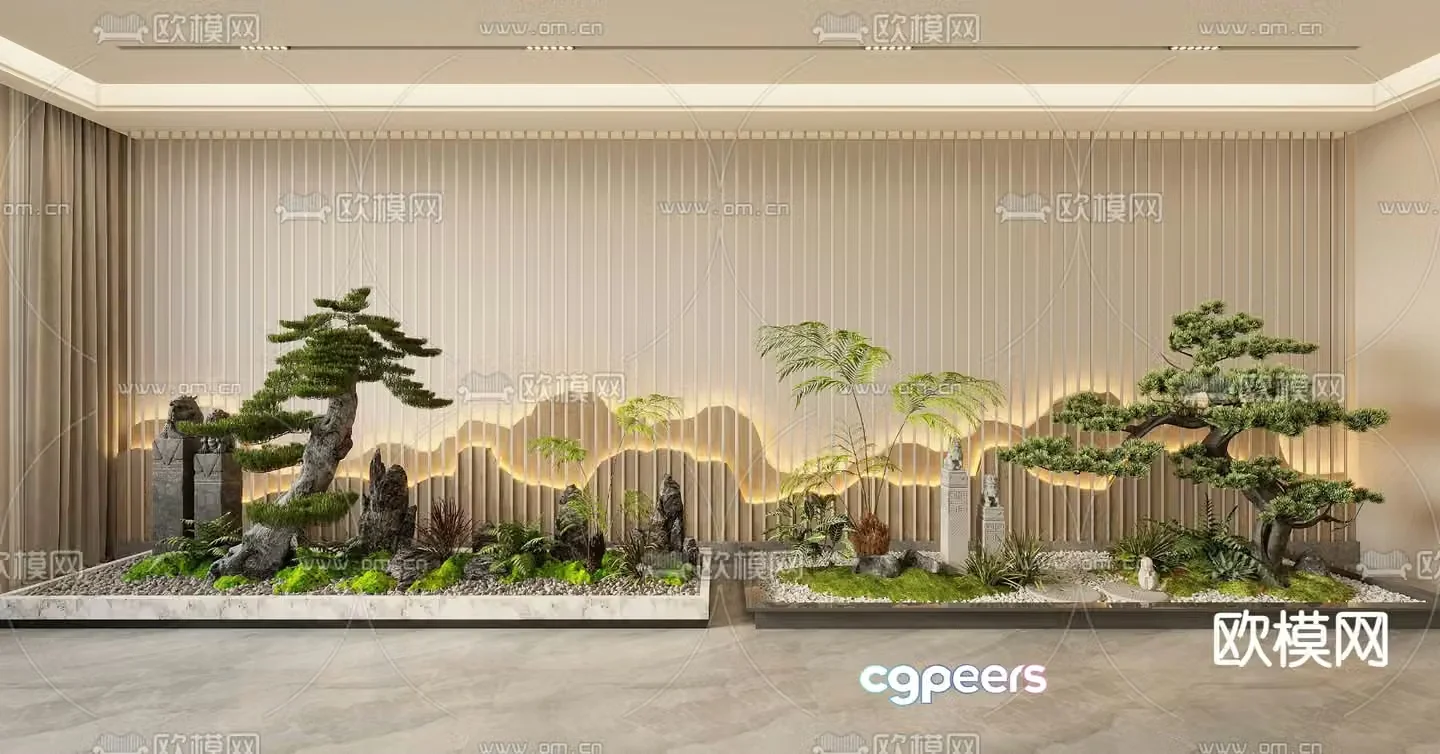 New Chinese style indoor landscape 3D model