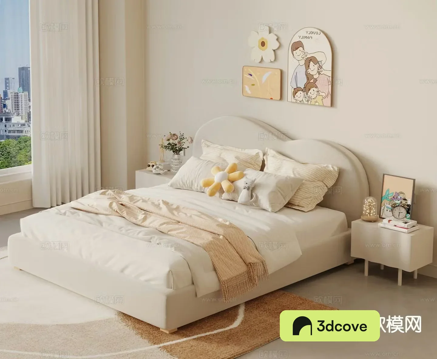 Cream style double bed