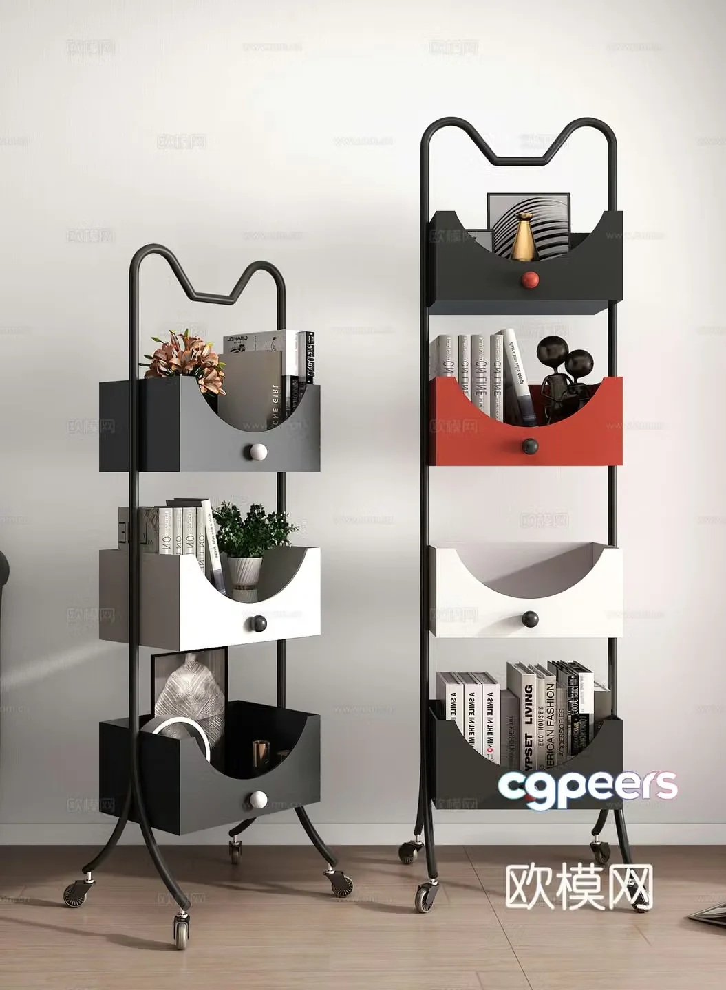 Dopamine multi-layer storage small bookcase snack rack corner floor storage rack 3D model