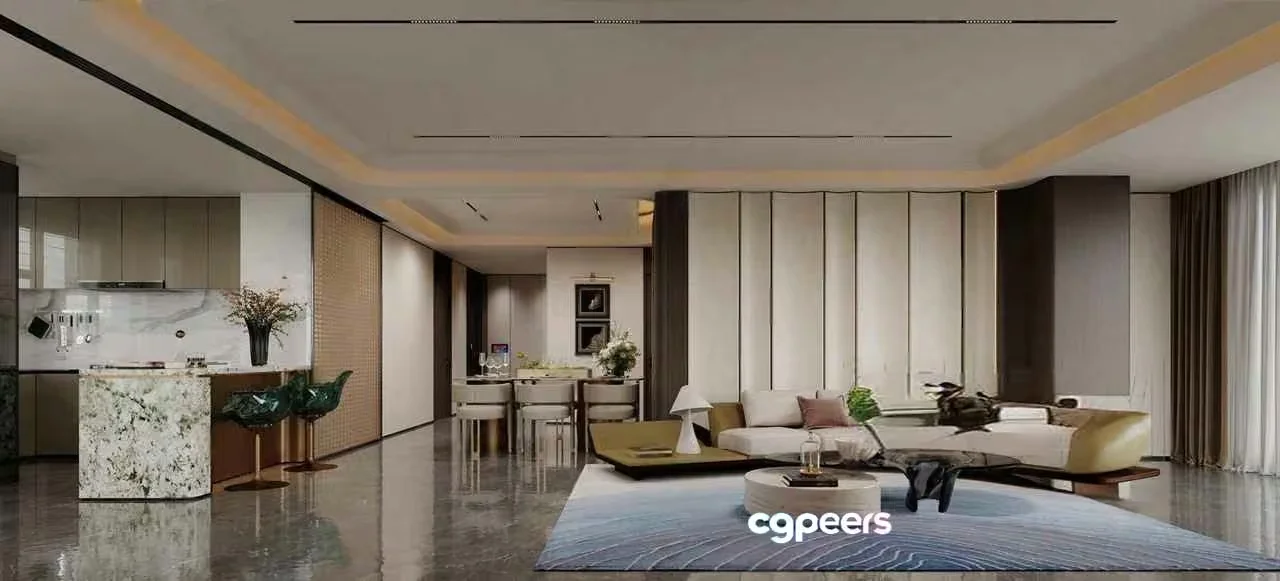 Modern Living Room 3D Model – 261 – CORONA Render