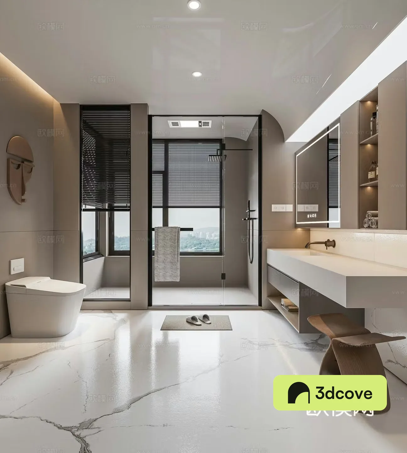 Modern bathroom cabinet washbasin mirror cabinet toilet shower room