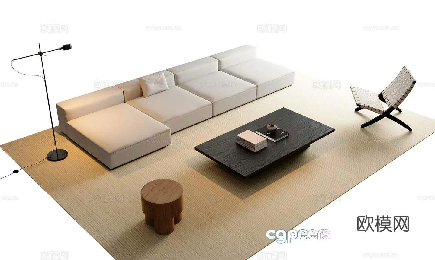 Modern sofa coffee table modular sofa 3d model