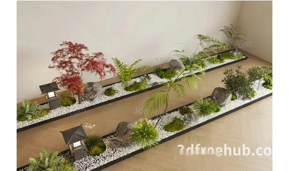 Japanese-Inspired Garden With A Modern Twist 3D Model – 20207 – VRAY Render