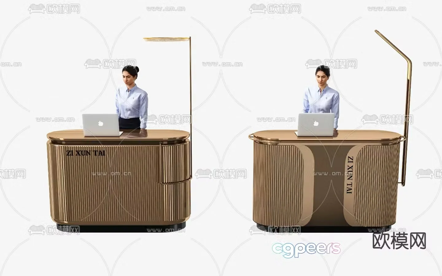 Modern front desk welcome desk reception desk information desk 3d model