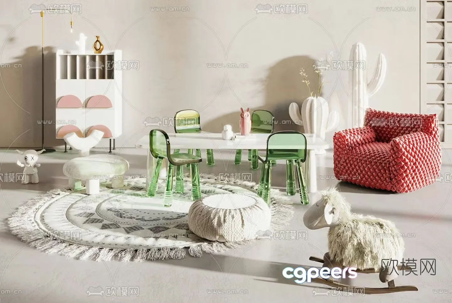 Nordic children’s table and chair 3d model
