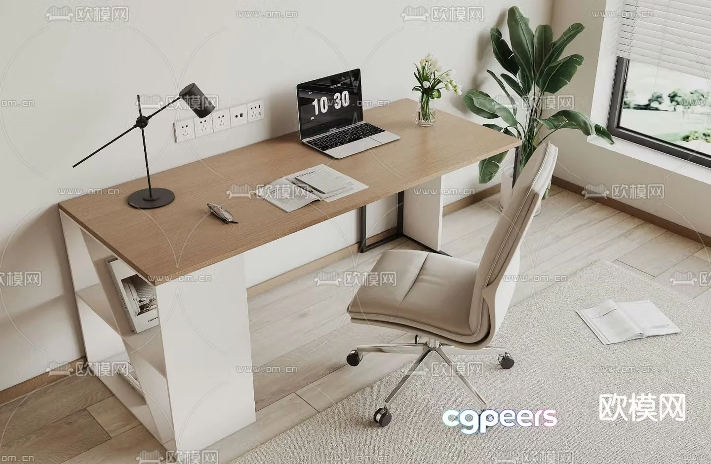 Modern desk desk 3d model