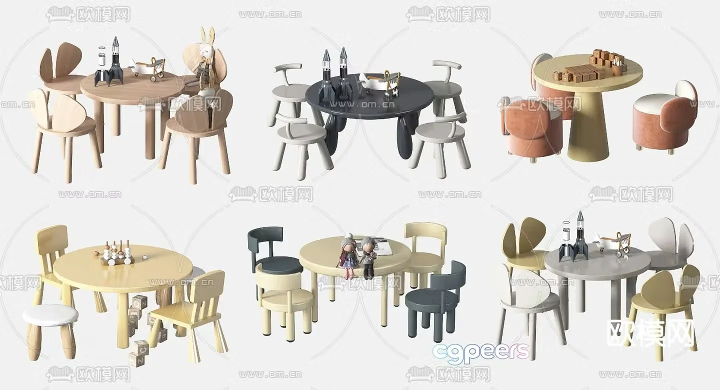 Children’s table and chair 3d model
