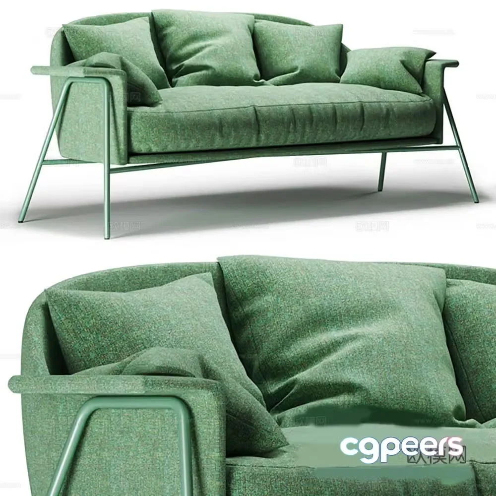 Modern fabric sofa double sofa 3d model