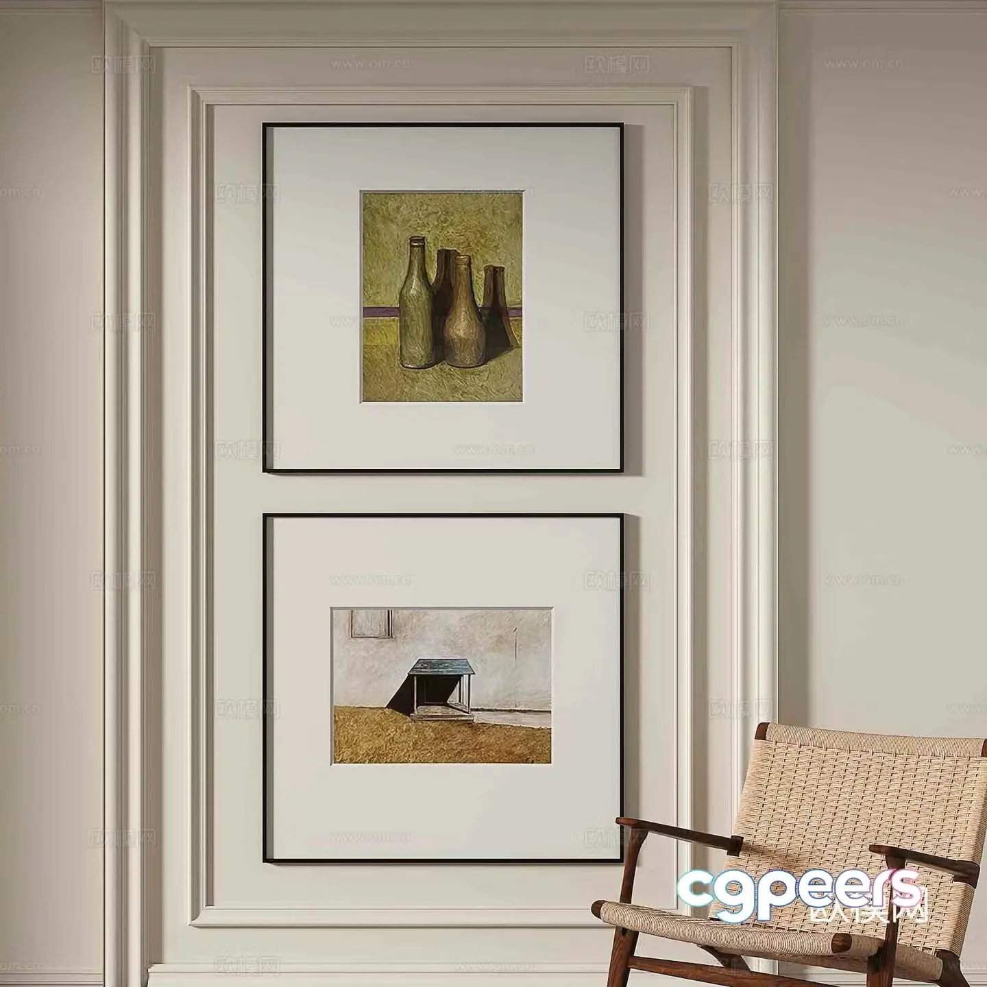 Simple European decorative paintings retro paintings hanging paintings 3D model