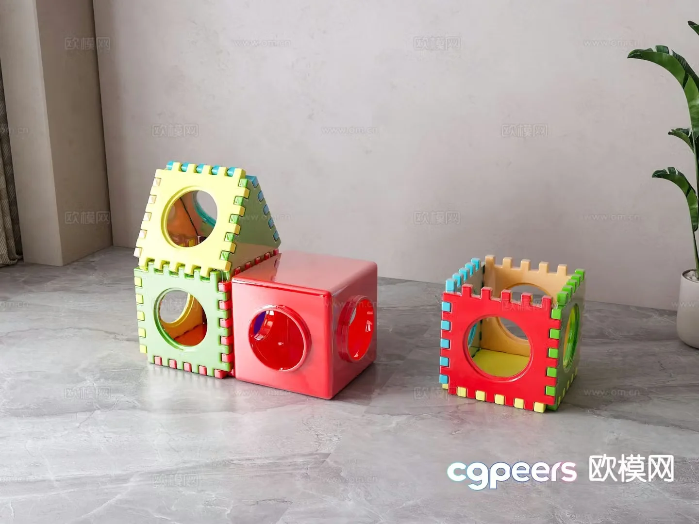 Modern children’s toys patchwork toys 3d model