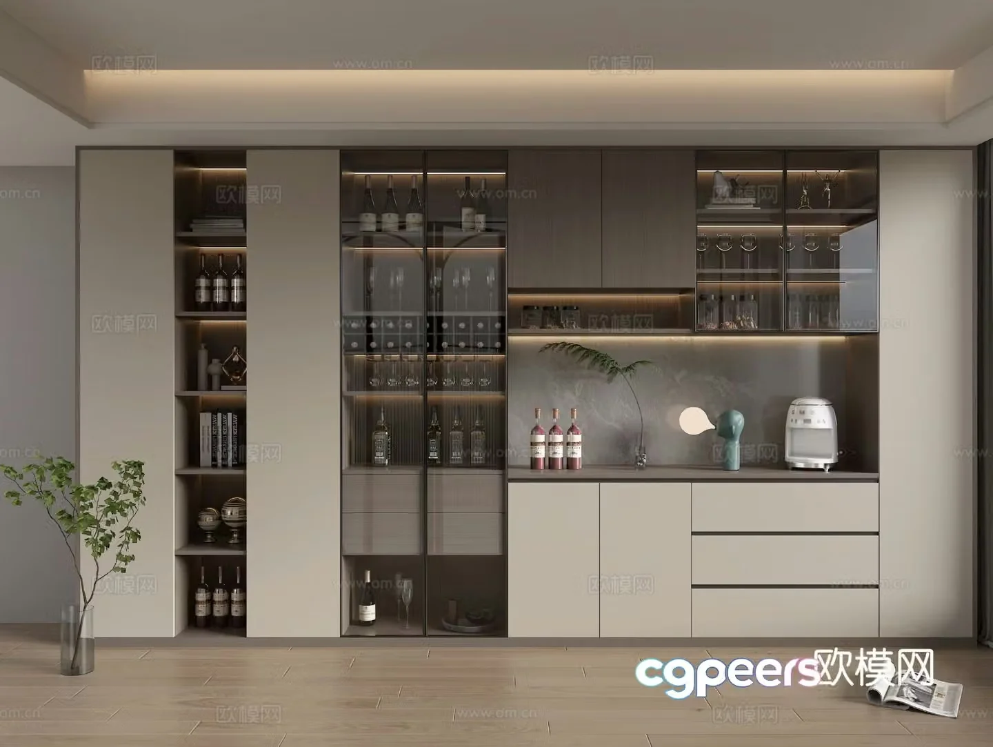 Modern wine cabinet sideboard 3d model