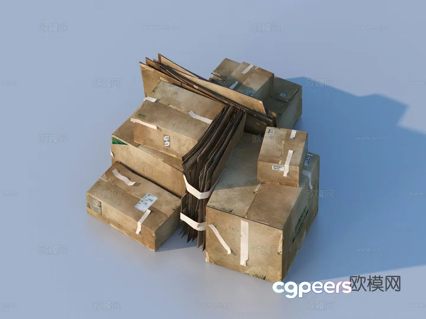Scrap Carton Carton Cardboard Box 3D Model