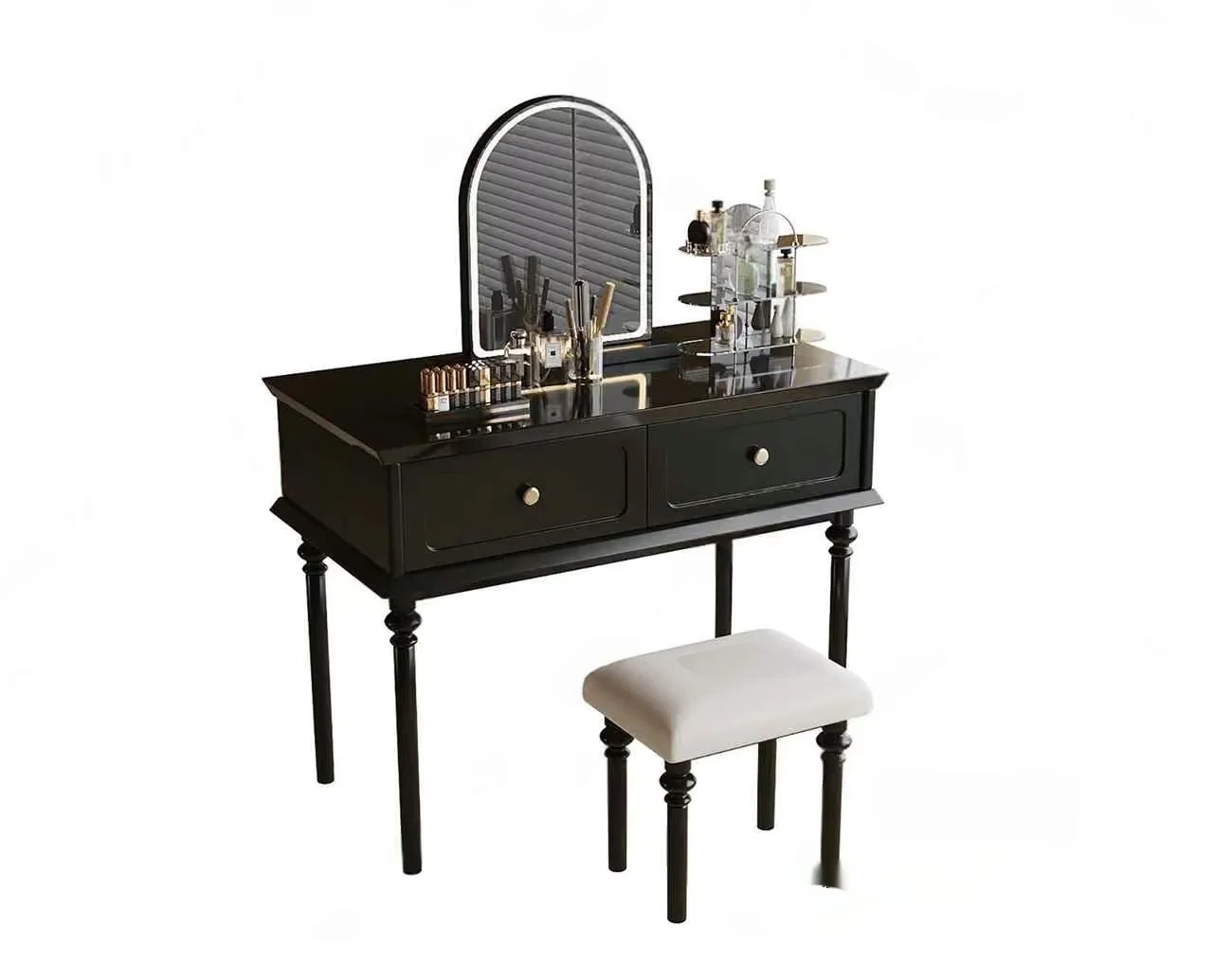 A Black Vanity With A White Stool 3D Model – 16743 – VRAY Render