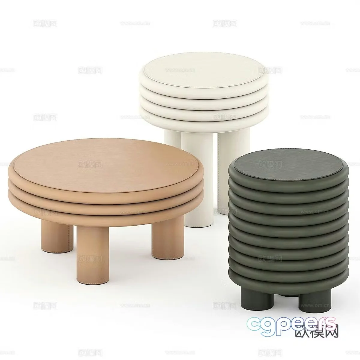Sofa stool low stool shoe changing stool round stool 3D model