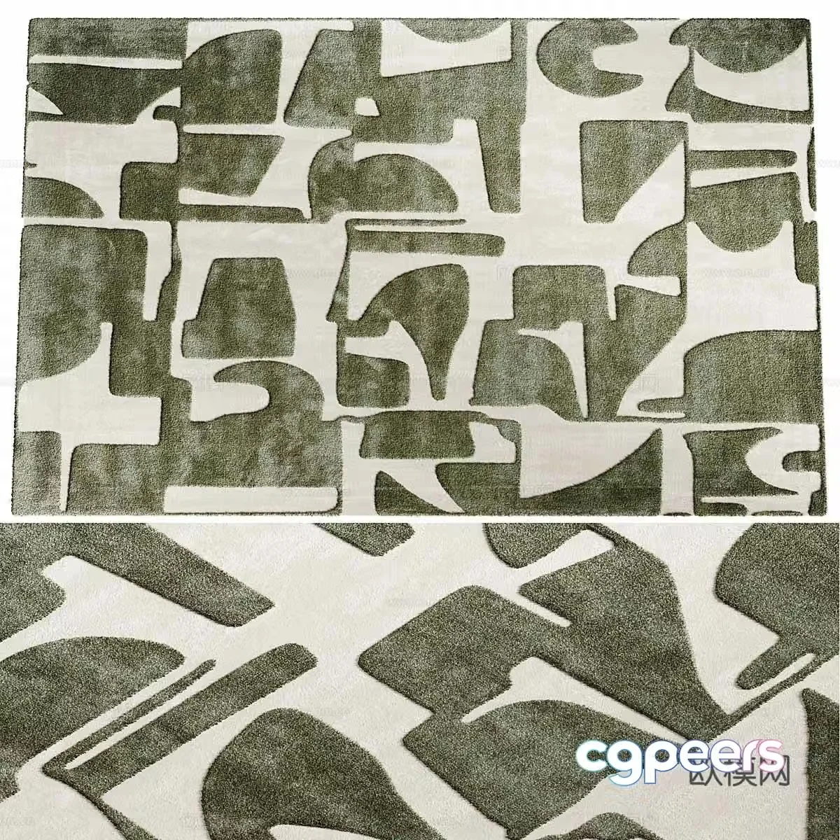 Modern cream style wool fabric carpet 3d model