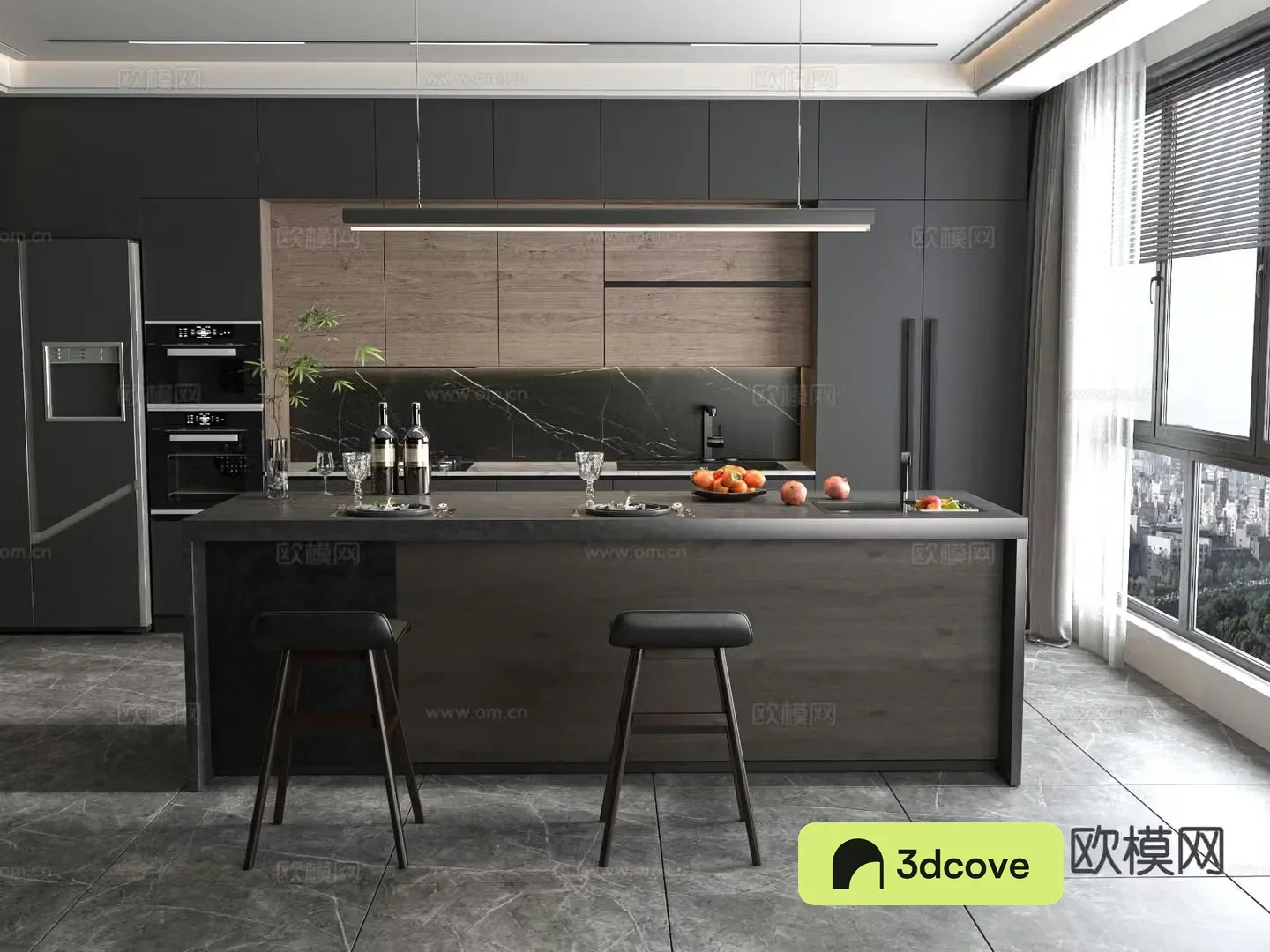 Dark style cabinet island table