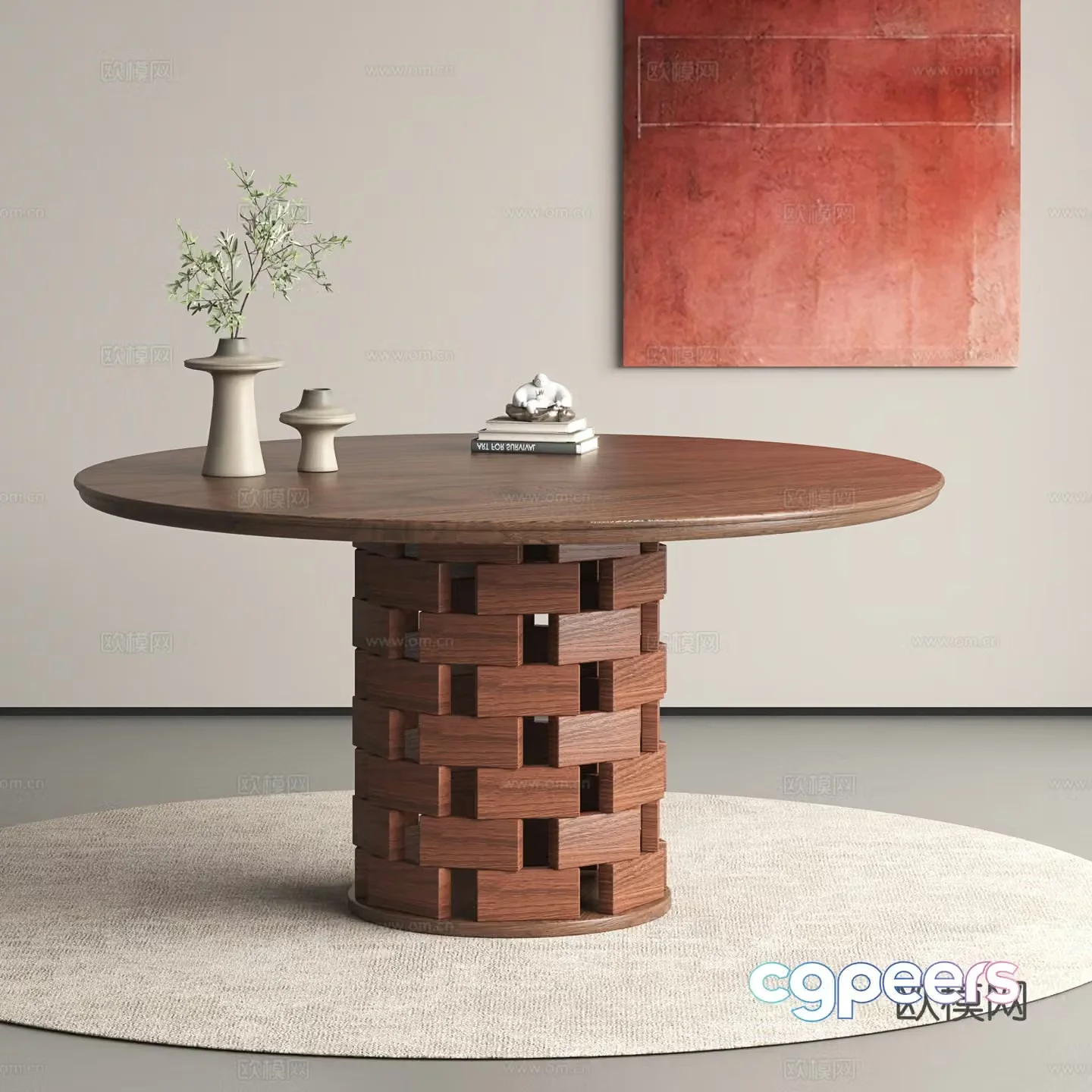 Retro style dining table medieval style dining table Wasabi style dining table 3D model